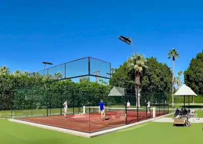 Full panorama padel court with terracotta grass